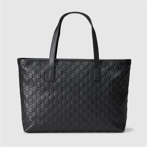 gucci black leather tote bag